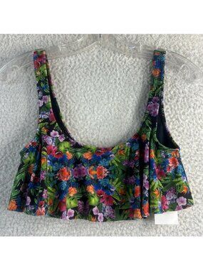 NWT BP Womens Multicolor Floral Tropical Flounce Swing Bikini Swim Top XS XSMALL